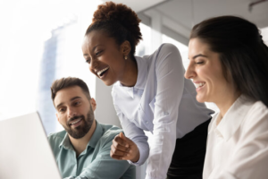 Marketing team analyzing email marketing results to boost conversions in Green Bay