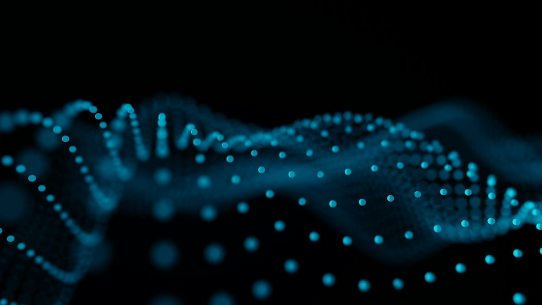 Abstract blue digital waves representing AI-assisted information discovery