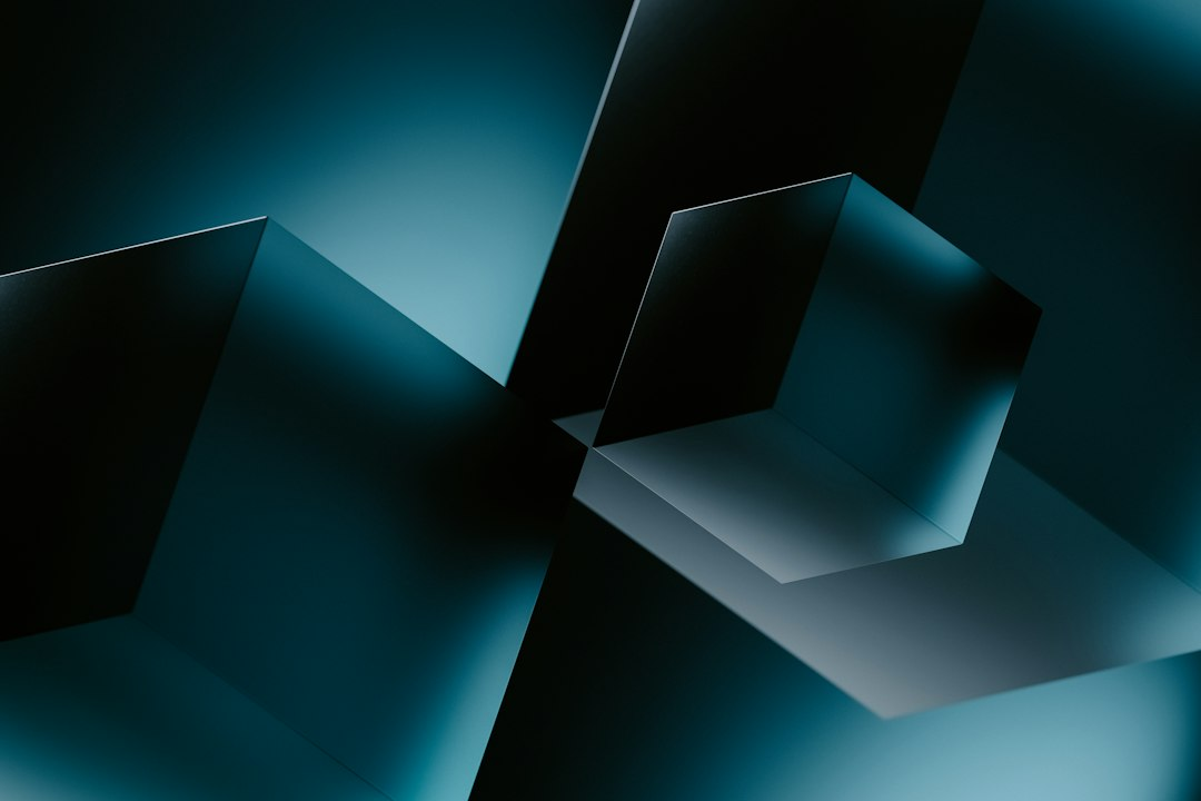 Abstract navy and blue geometric blocks representing structured marketing consultation