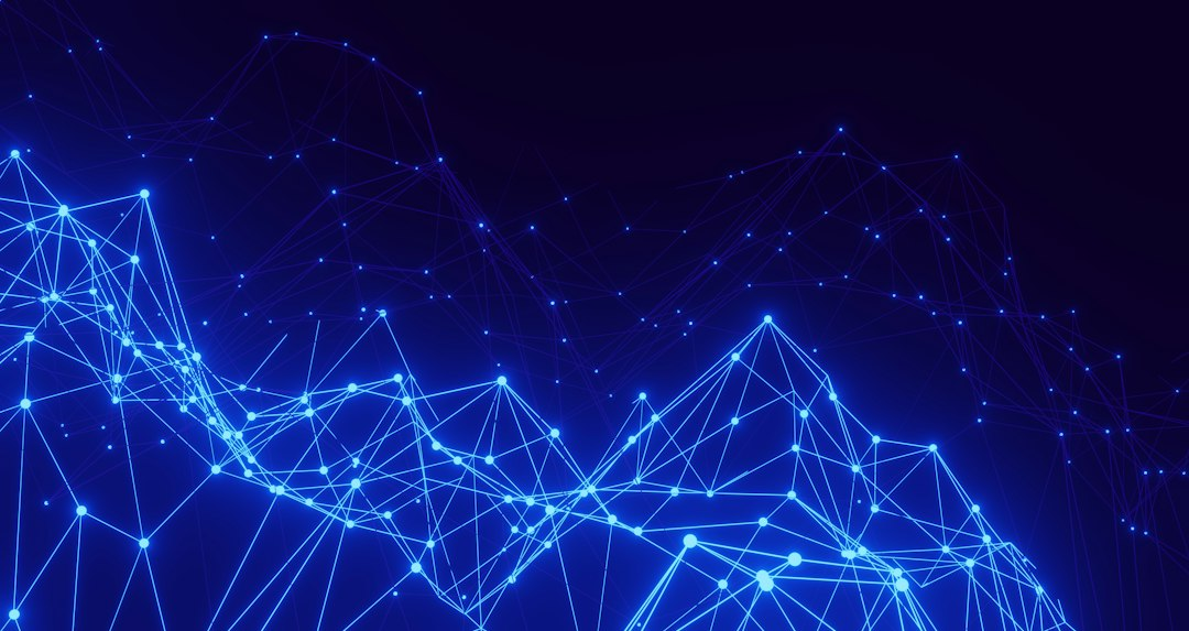 Abstract blue interconnected geometric network for social commerce